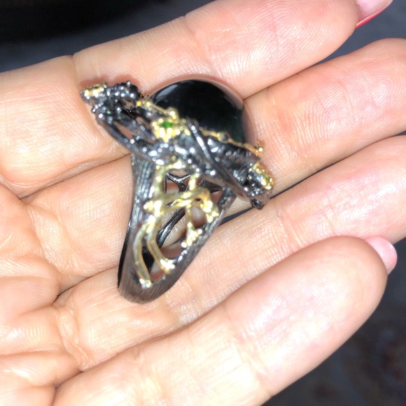 Genuine Tiger Eye Chrome Diopside Ring - Picture 5 of 8